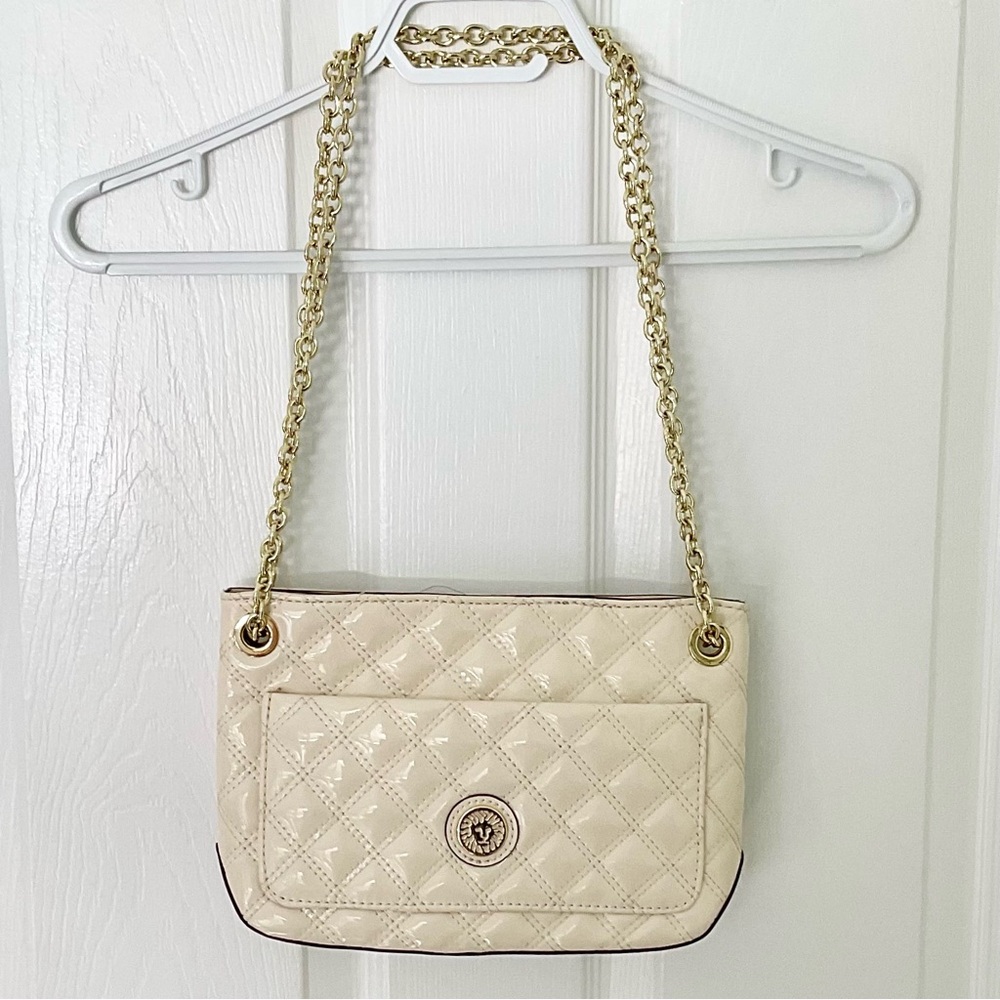 Like New! Anne Klein Faux Patent Leather Crossbody with Gold Chain Strap